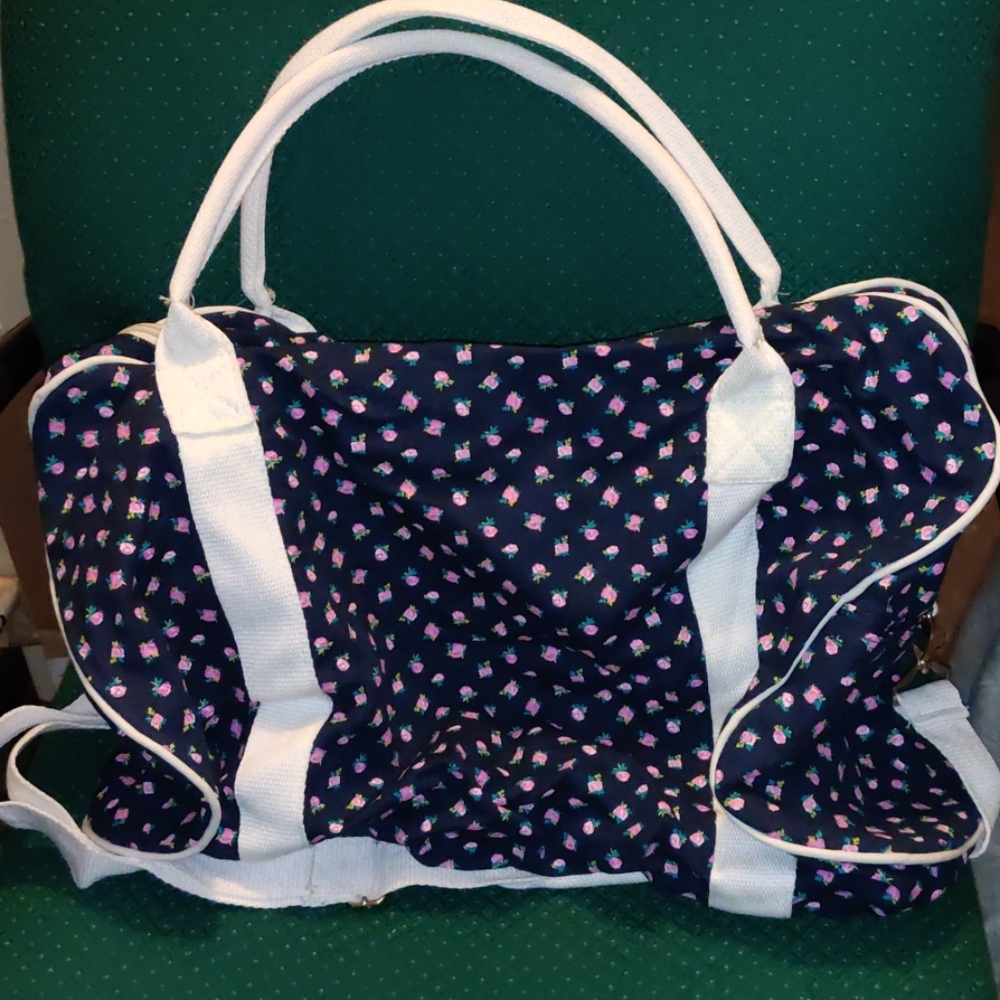Cotton On Disty Floral Navy Barrel Bag